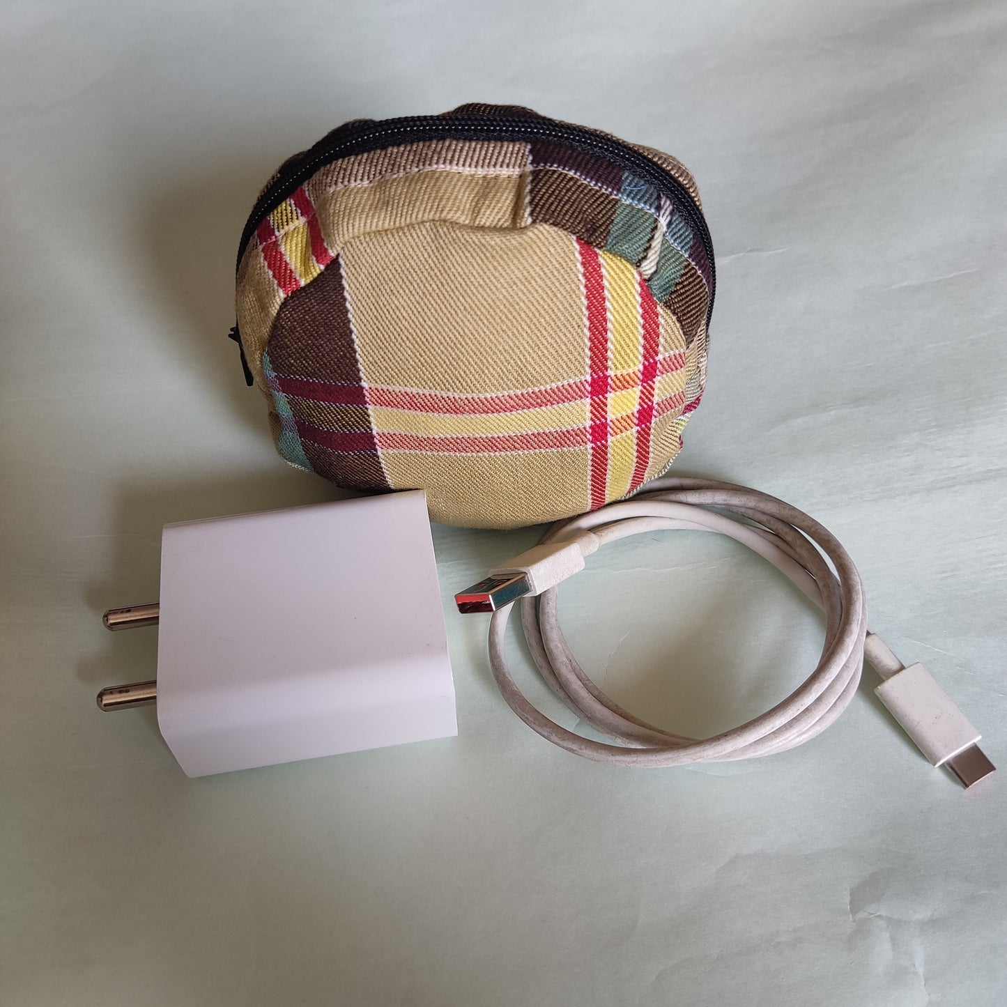 Tweed Ochre Twilight Collection - Sustainable Mobile Charger Pouches - set of 3