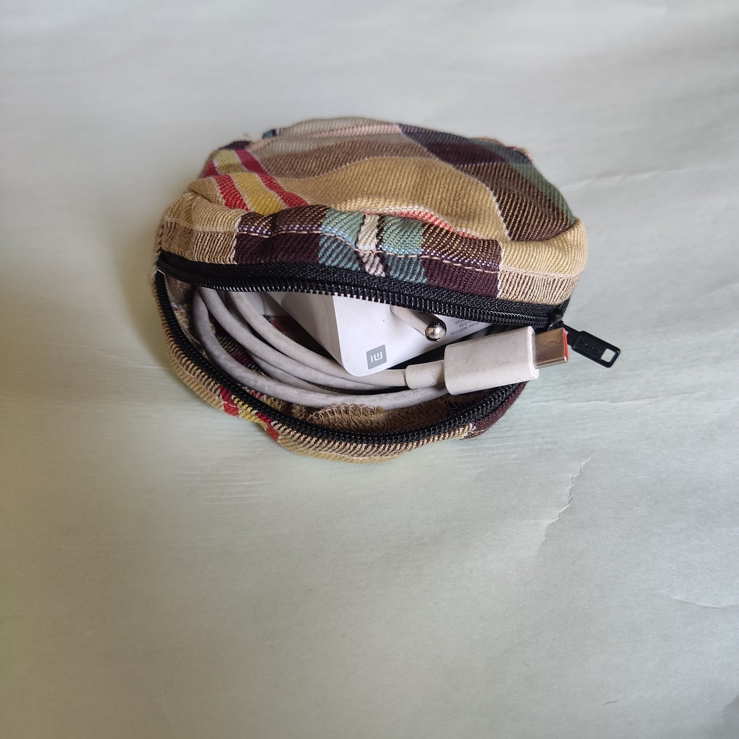 Navy Ochre Tweed Collection - Sustainable Mobile Charger Pouches - Set of 3