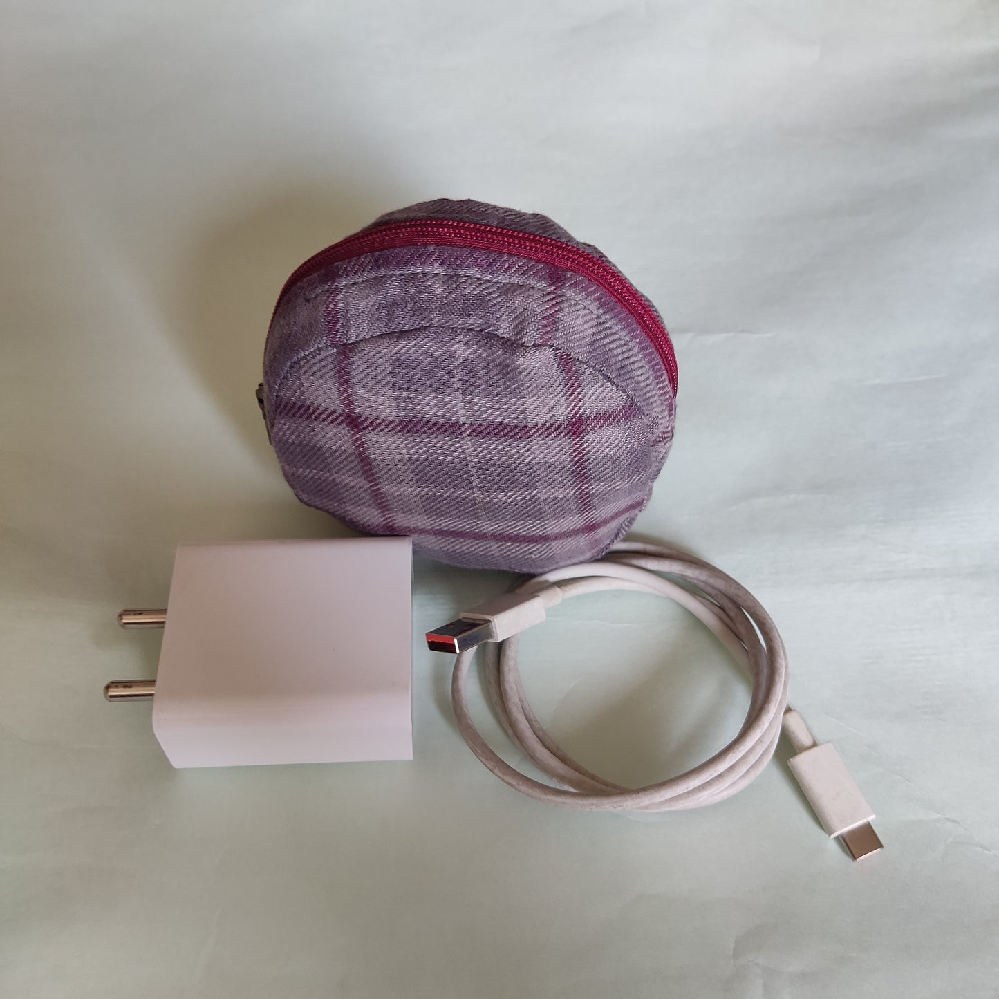 Navy Ochre Tweed Collection - Sustainable Mobile Charger Pouches - Set of 3