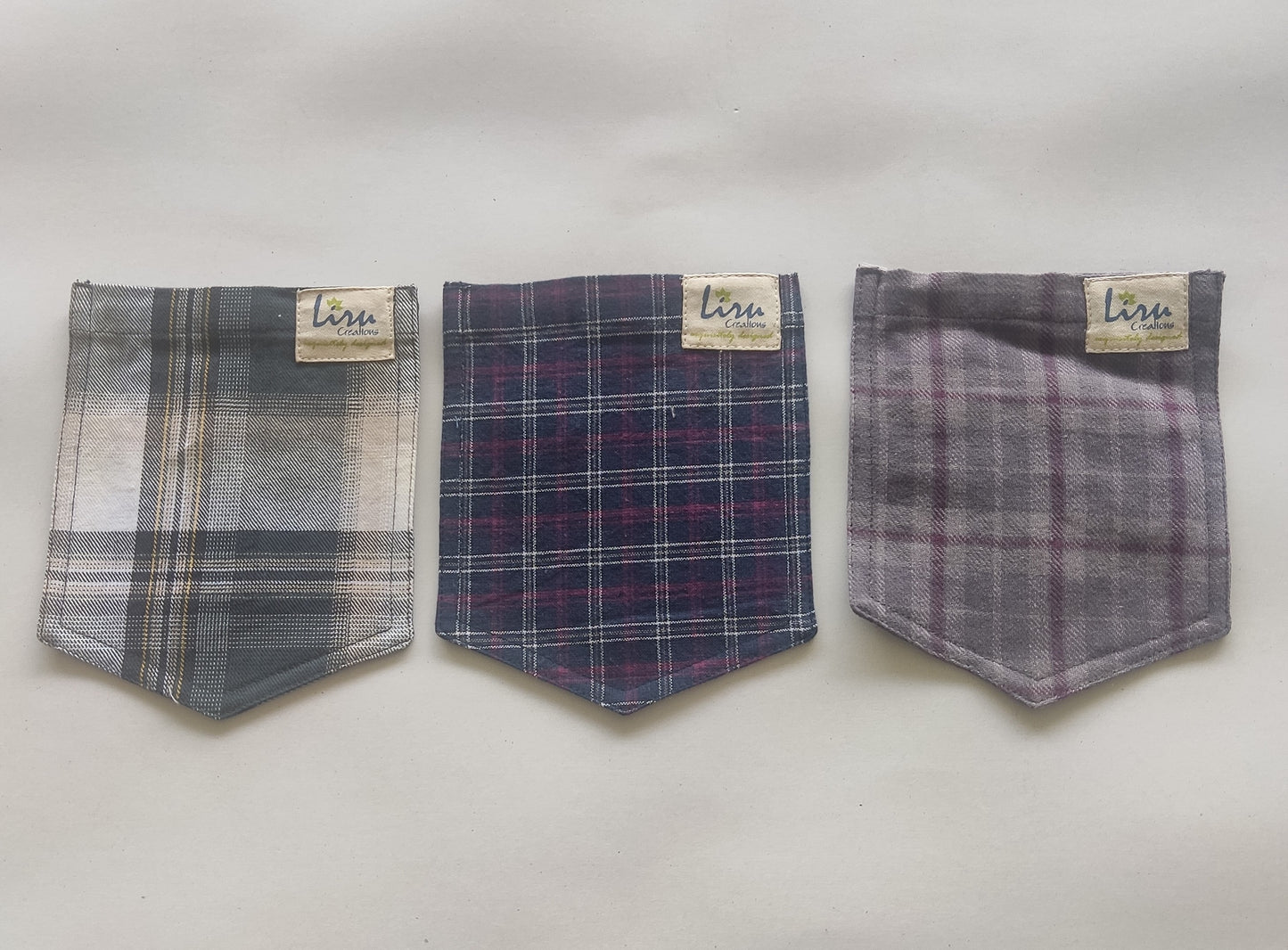 Tweed/ Navy /Checked Sustainable Pockets Set of 3