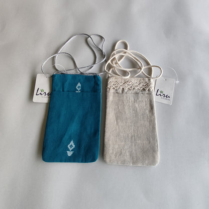 Classy Peacock - Sustainable mobile Pouches Set of 2