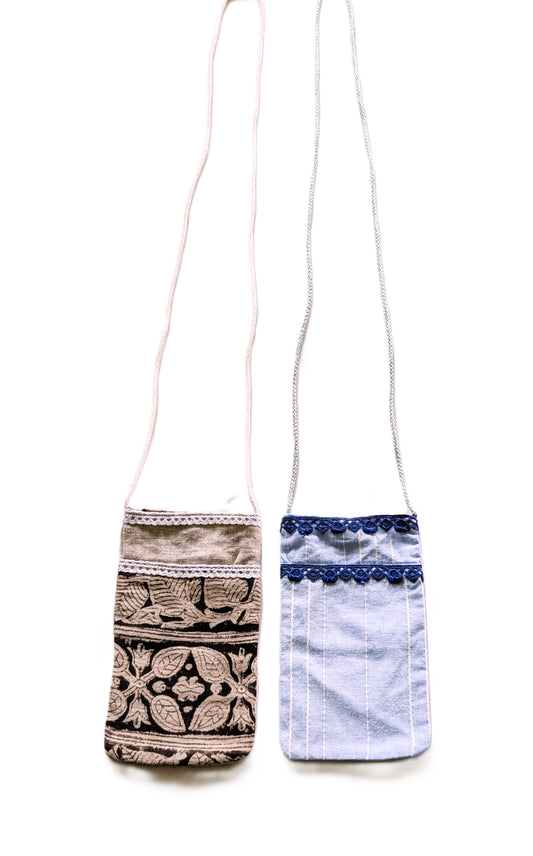 Kalamkari Sky - Sustainable Mobile Pouches Set of 2