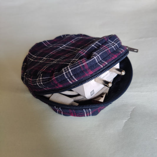 Navy Ochre Tweed Collection - Sustainable Mobile Charger Pouches - Set of 3