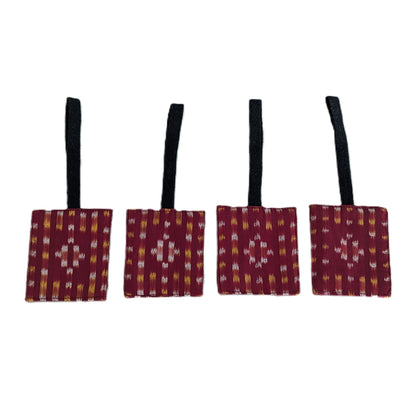 Red -Silk Baggage Tags Set of 4