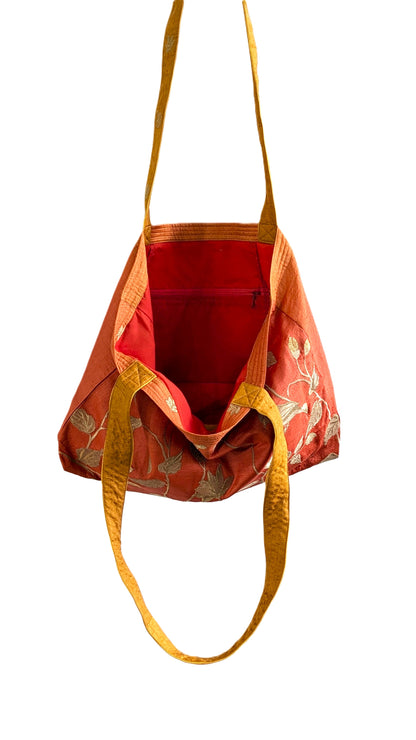 Orange Silk Tote