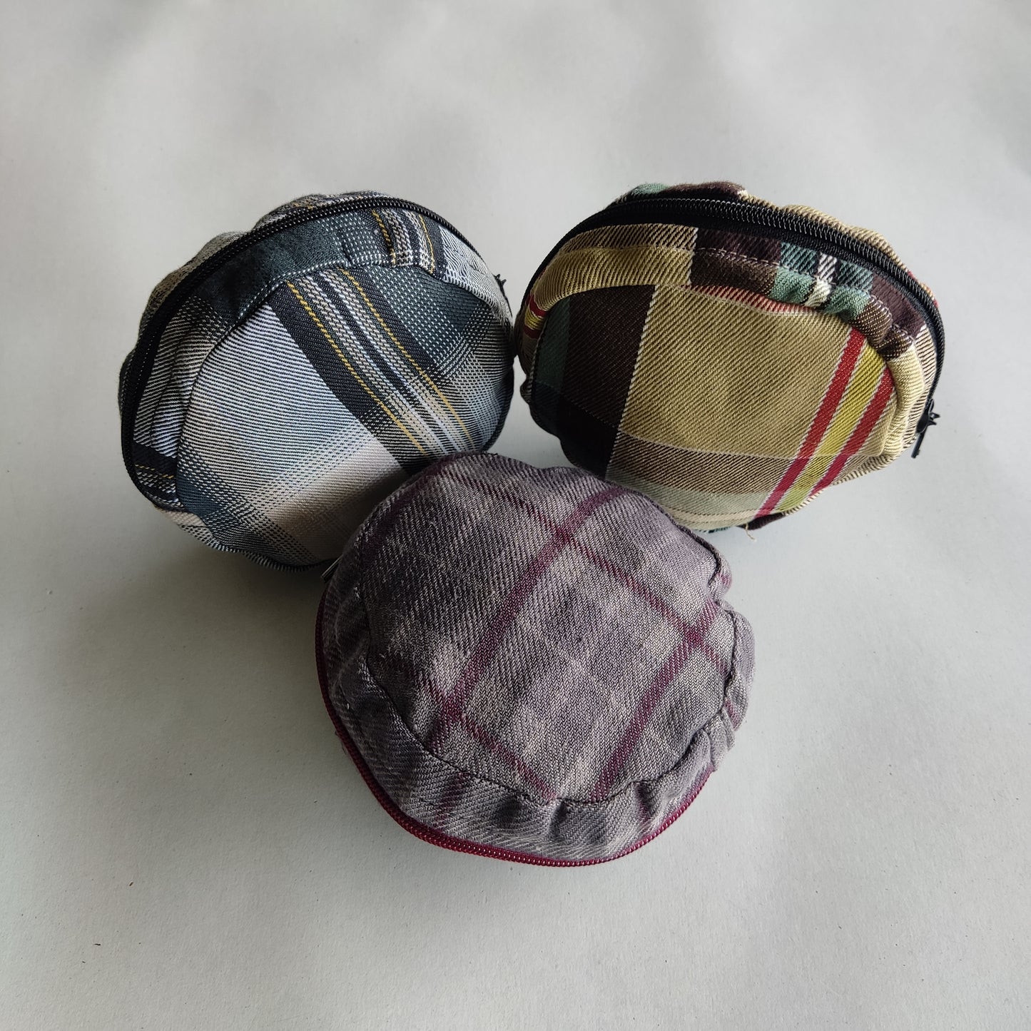 Tweed Ochre Checked Collection - Sustainable Mobile Charger Pouches - set of 3