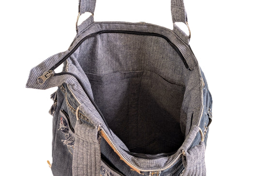 Grey Tassels Denim Tote